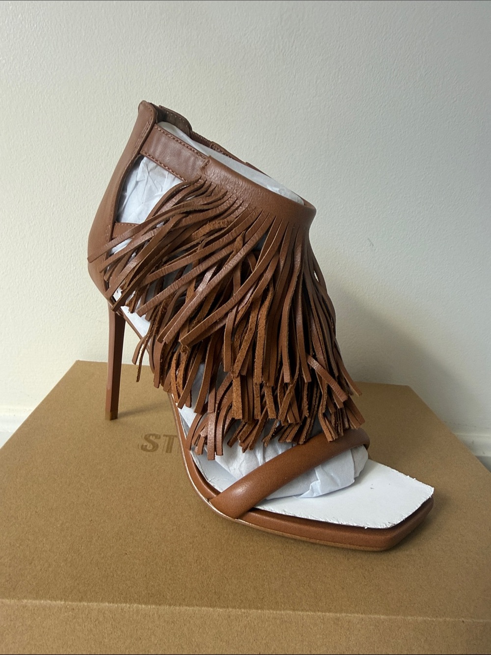 Steve Madden Brown Fringe Stiletto Sandal